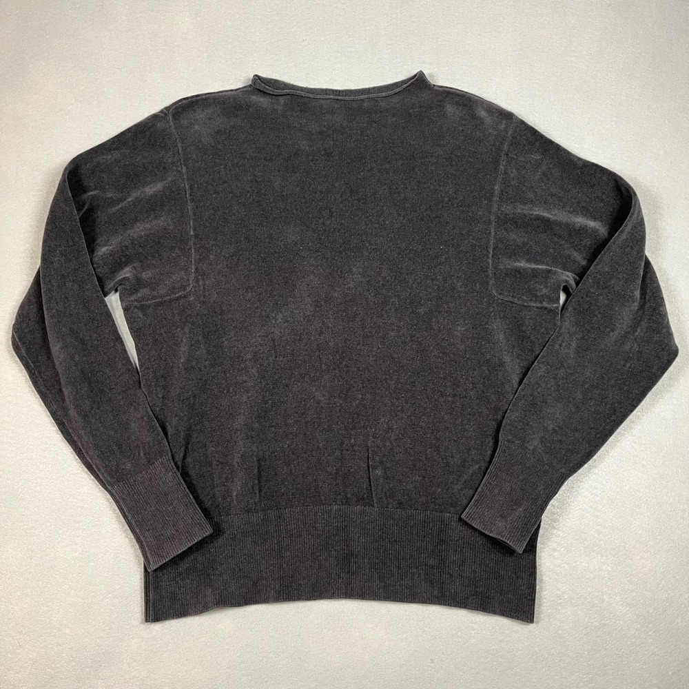 YAYA Womens Charcoal Gray Velour Knit Long Sleeve Rolled Neck Top Size M Dutch